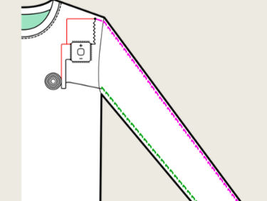 SeamSleeve e-textile stitching detail and arm tracking